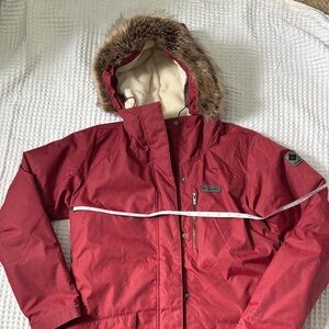 Columbia Women's Red Ski Jacket with Fur Hood